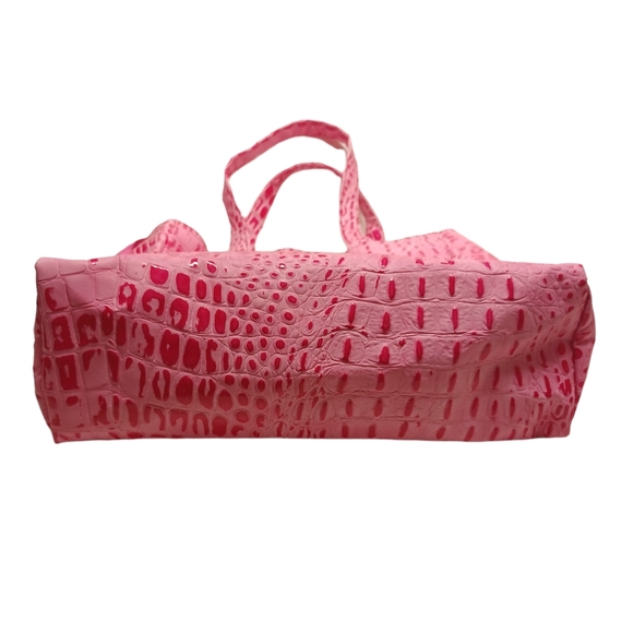 NEW BABYLISS PRO Pink Hot Pink Faux Reptile Print Tote Bag Zipper Top Purse - Picture 10 of 13